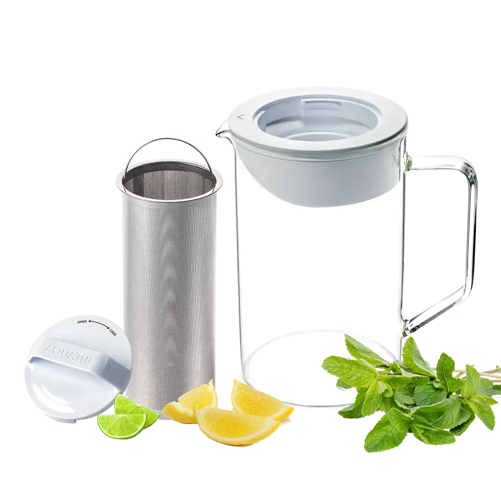 AquaTru Carafe Infuser lid with glass pitcher