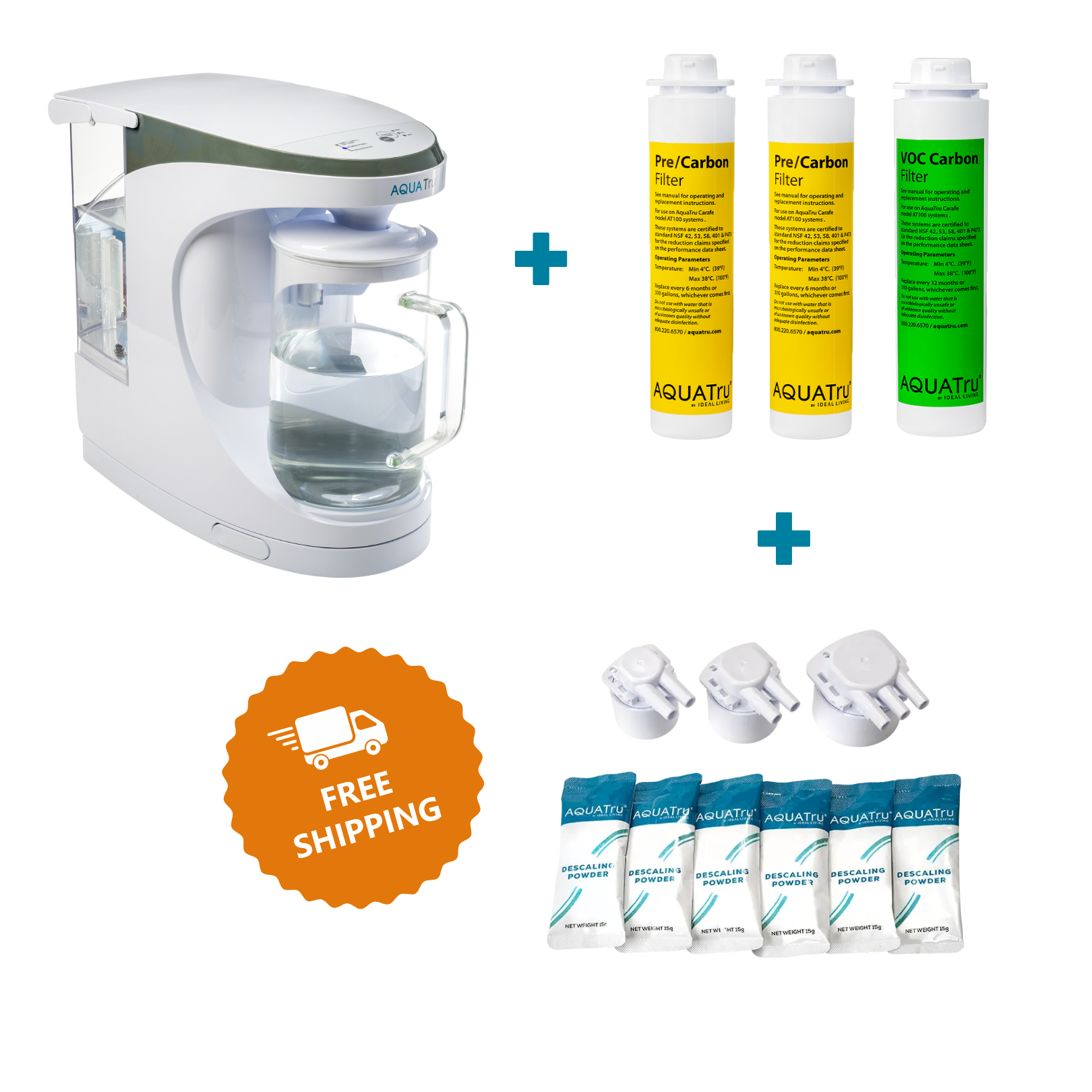 AquaTru Carafe Waterfilter + 2 year Filter Pack + FREE Descaling Kit! –  AquaTru Water