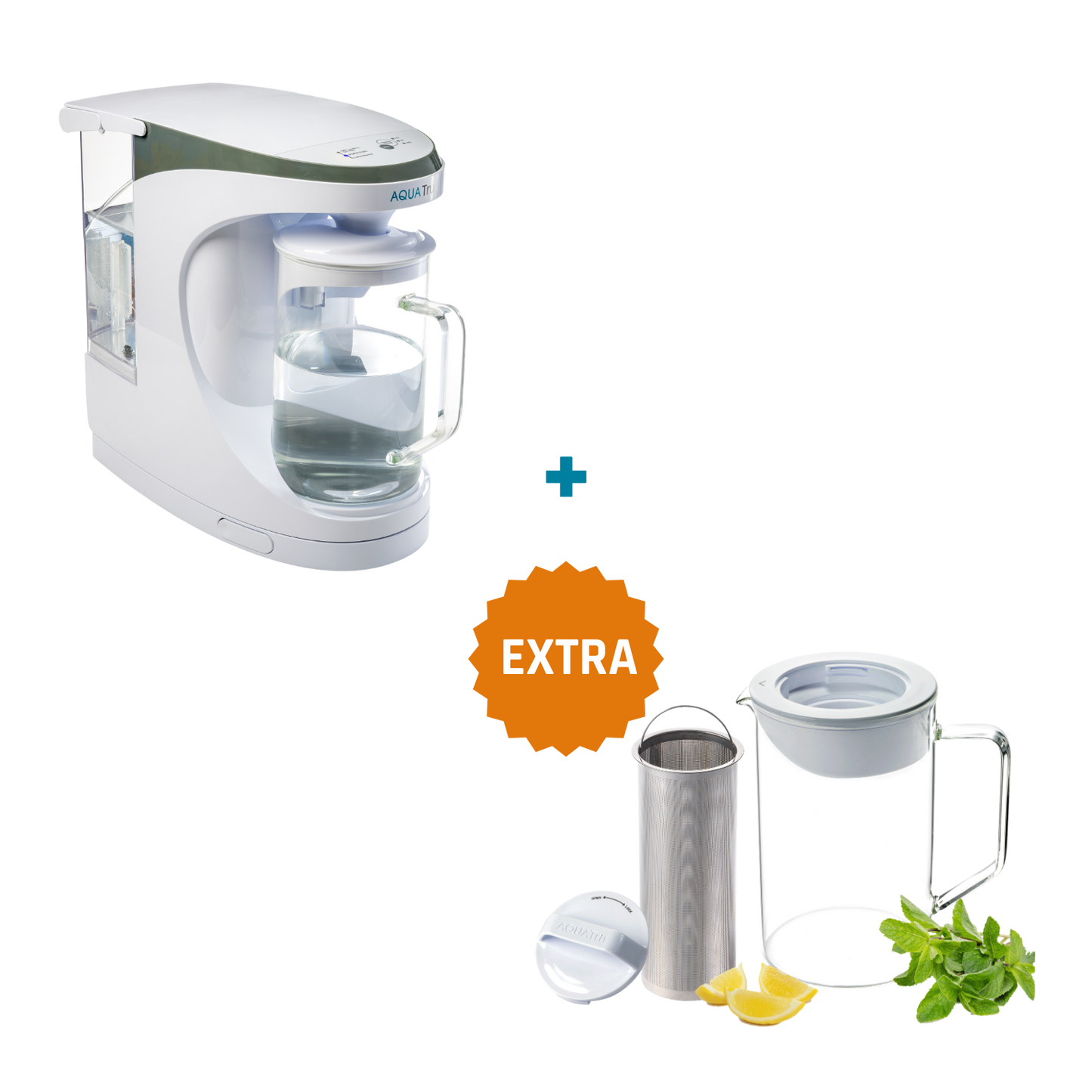 AquaTru Carafe Waterfilter - Complete Set + extra karaf met aromafilter / infuser en deksel