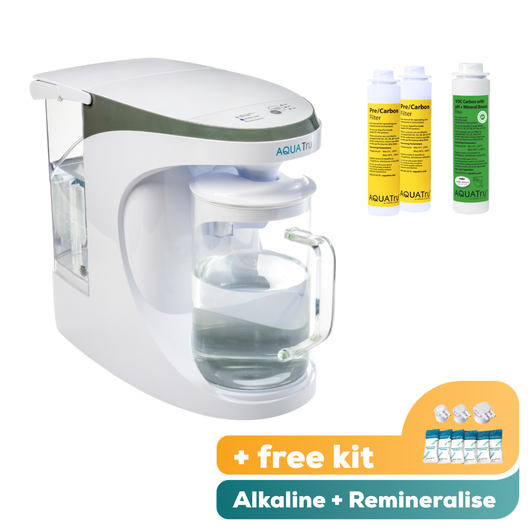 [PRE-SALE] AquaTru Carafe - Gerät + 1 Jahr Filter (alkalisch) + kostenloses Entkalkungsset