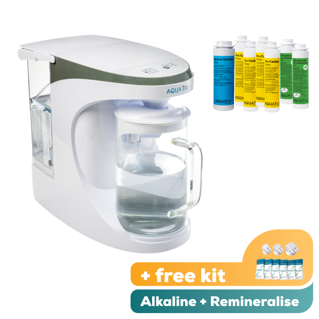 [PRE-SALE] AquaTru Carafe - Apparaat + 2 jaar alkalische filters + gratis ontkalkingsset